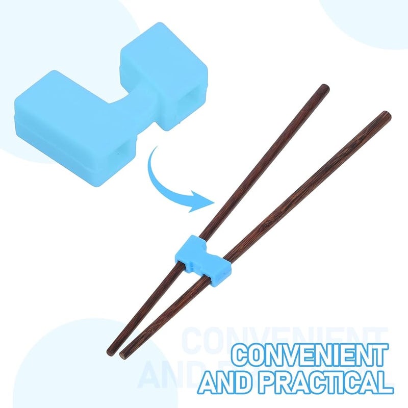 Non Slip Silicone Chopstick Training Aid Connector For Kids And Seniors Blue 5 Pack - Image 3